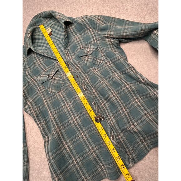 Sonoma Life + Style Women’s M Teal Plaid Flannel Button Down Shirt Long Sleeve - Picture 6 of 9